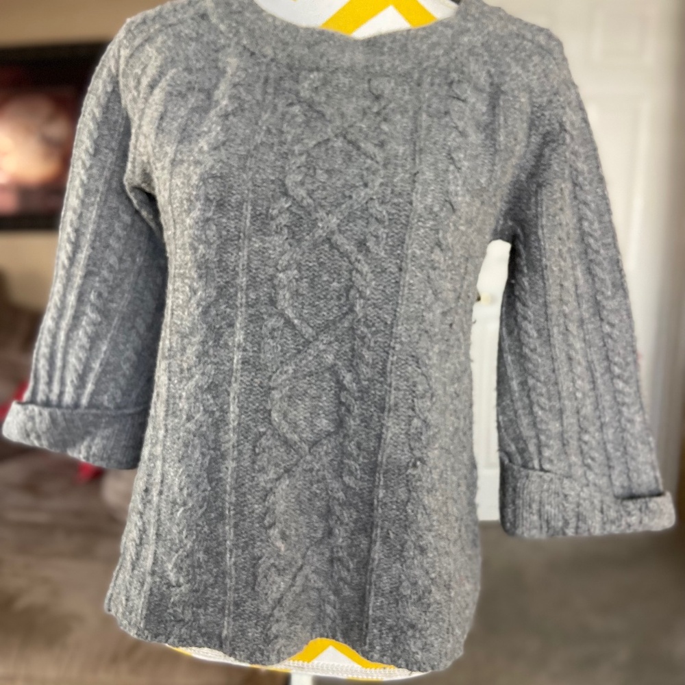 Garnet Hill lambswool cable knit sweater